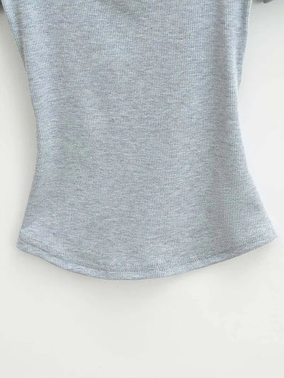 Summer square neck high elasticity crop top women's short sleeved sexy top slim fit pullover base shirt